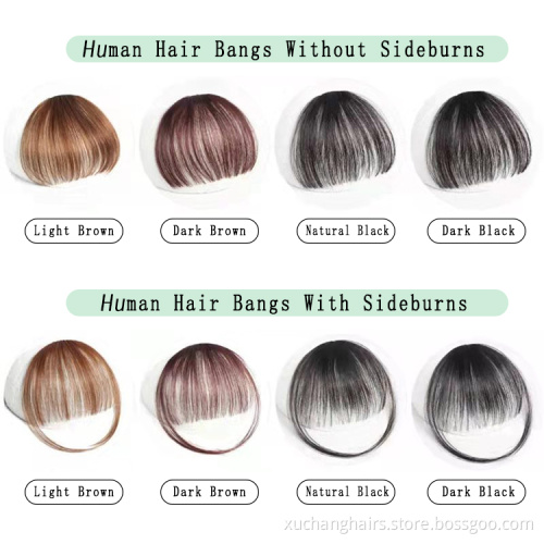 Popular Air Bangs Hairpiece Neat Thin 100% Real Human Hair Bangs Extensions Clip In Bangs Fringe For Women